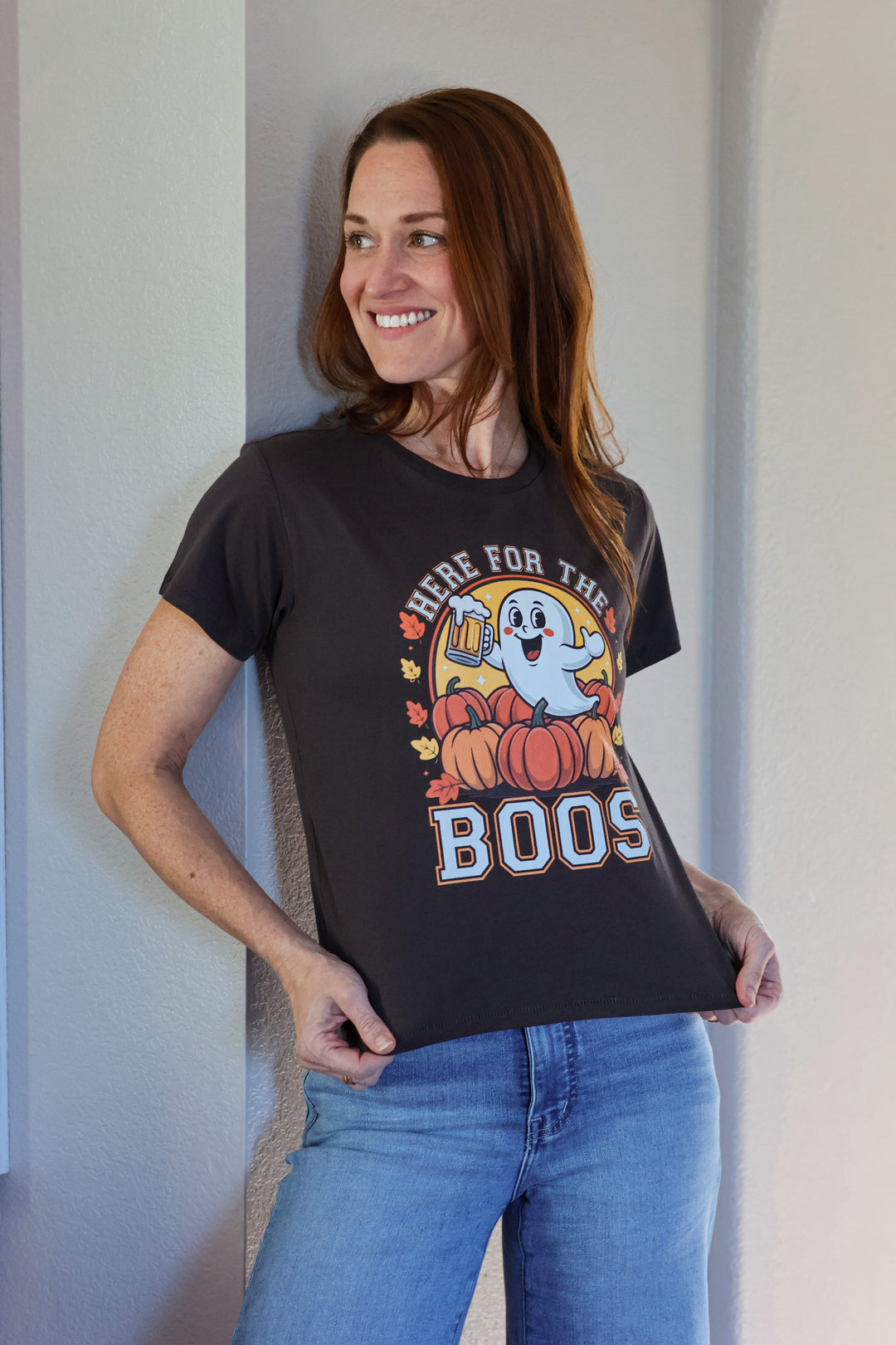 Here for the Boos Halloween Mid-Length Tee