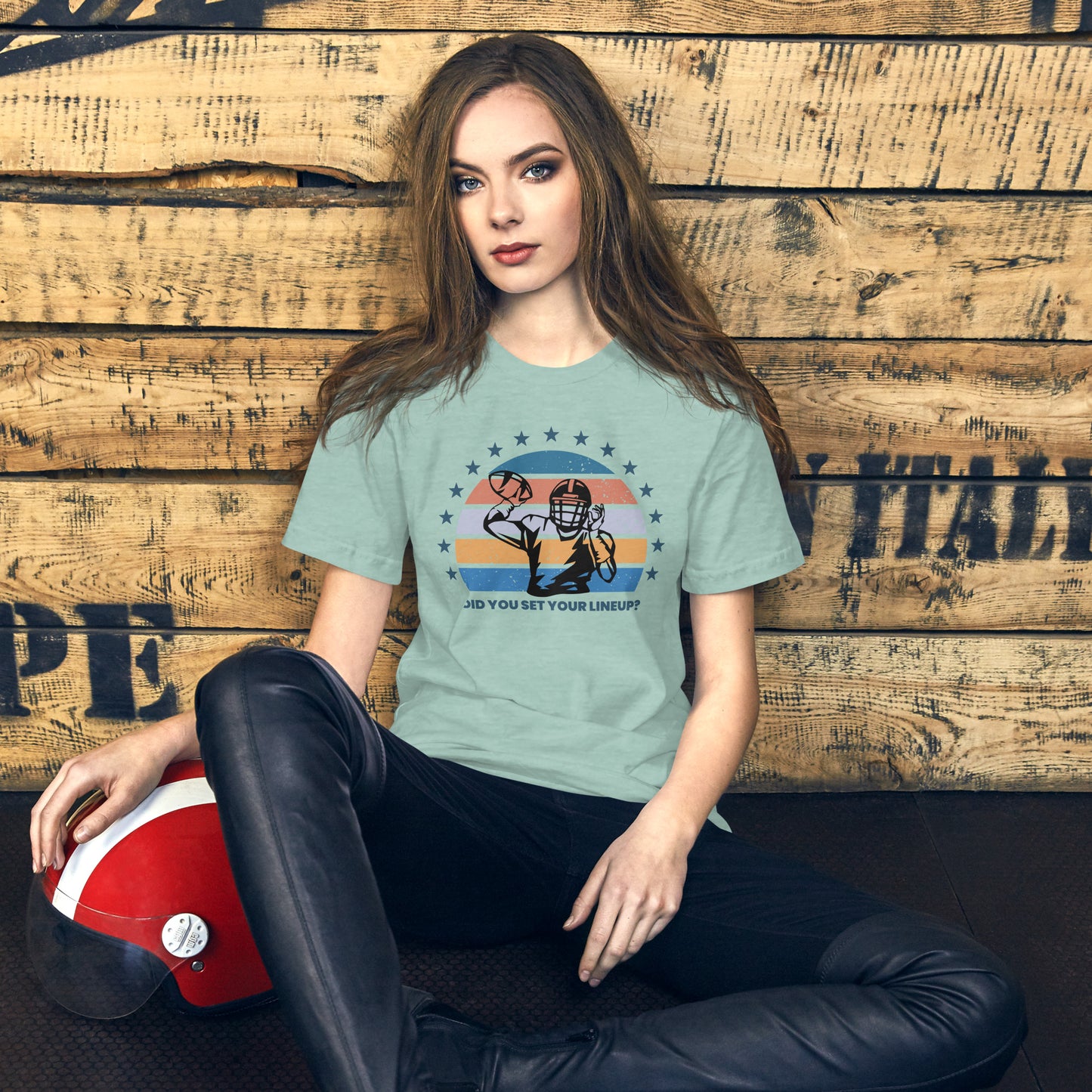 Set Your Lineup Fantasy Football Tee: Soft Color Palette