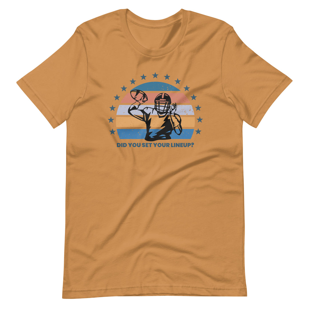 Set Your Lineup Fantasy Football Tee: Soft Color Palette