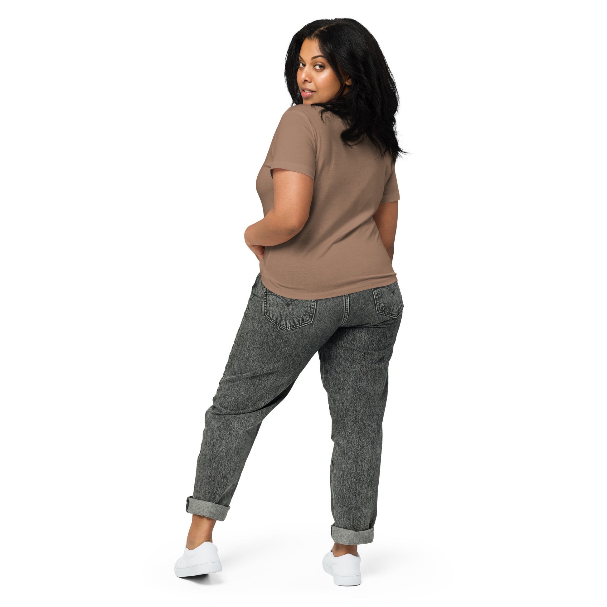 Zen as a Mother Mid Length Tee from behind, showing crop and fit