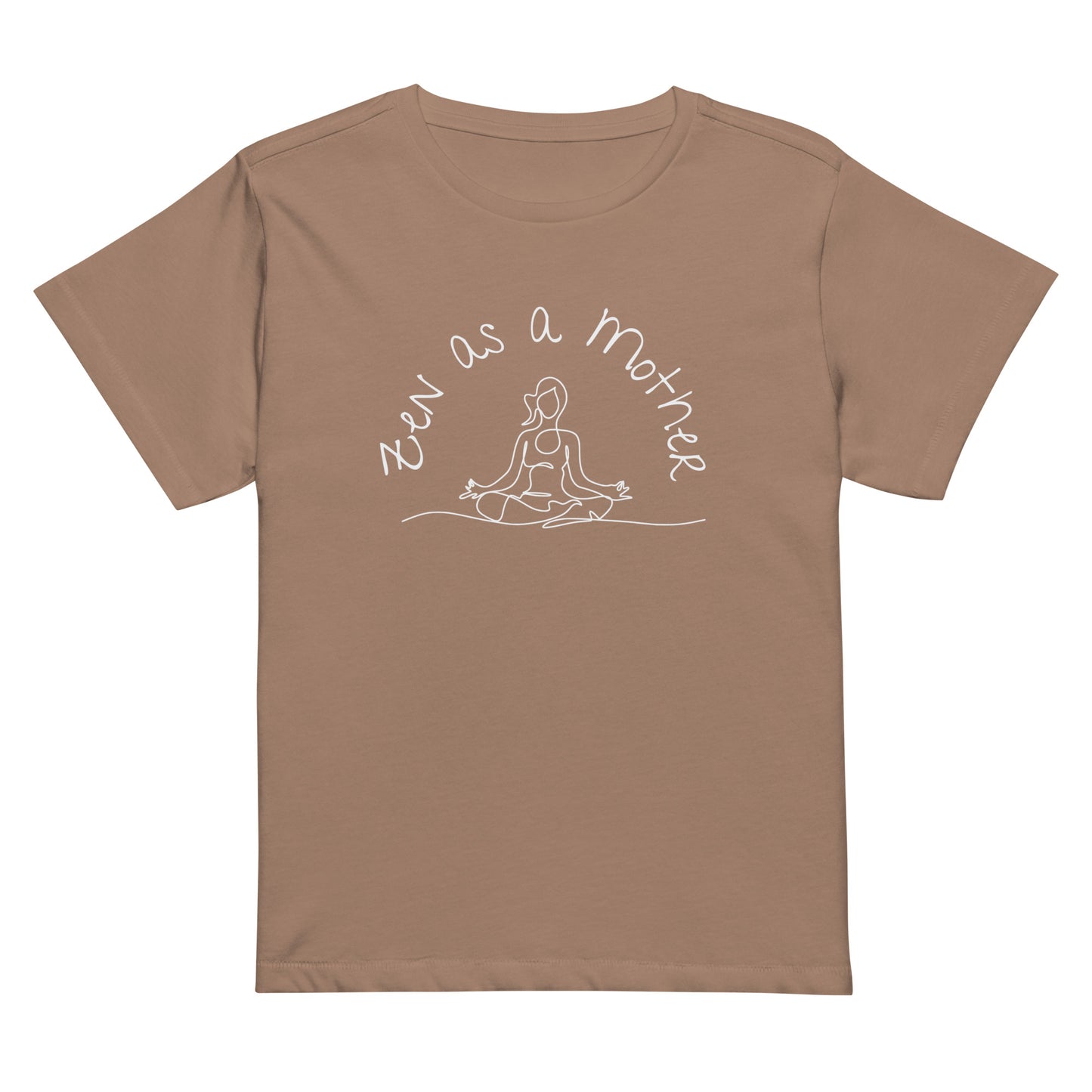Zen As a Mother graphic tee in Latte Tan with white font mid-length cut